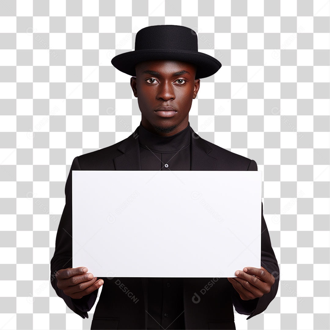 Homem Segurando Placa PNG Transparente