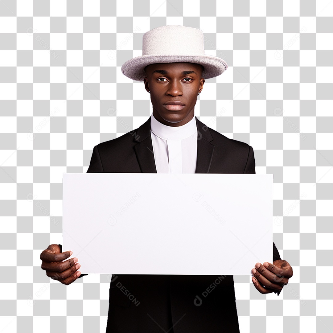 Homem Segurando Placa PNG Transparente