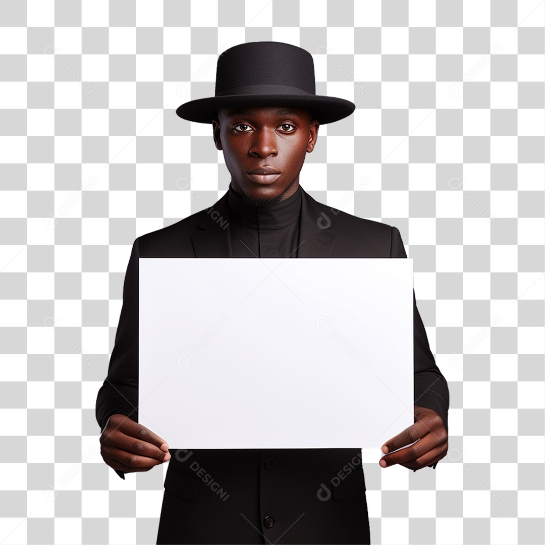 Homem Segurando Placa PNG Transparente