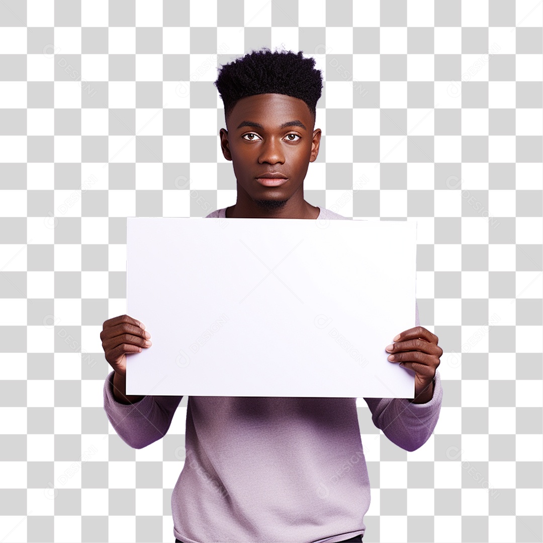 Homem Segurando Placa PNG Transparente