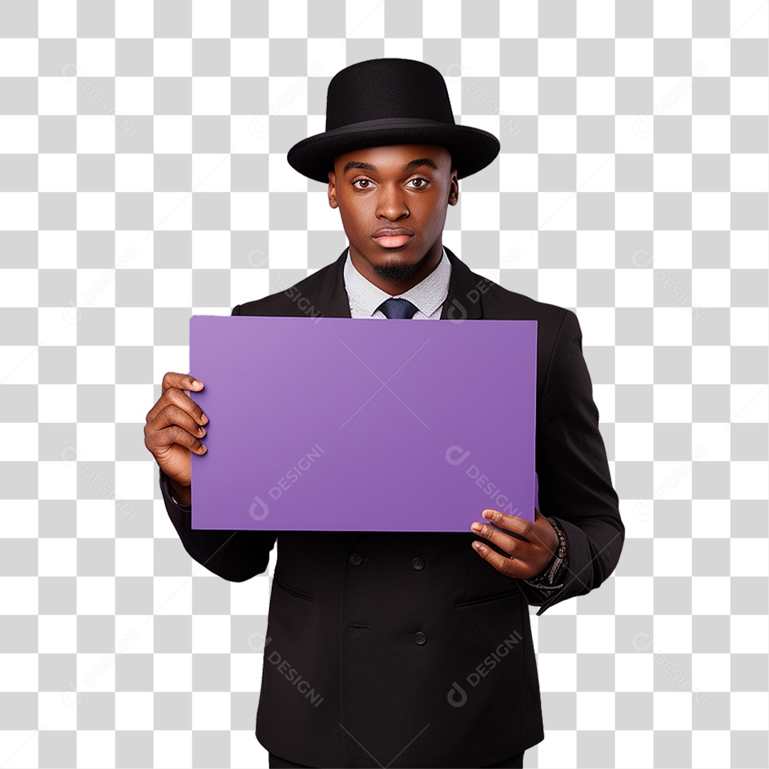 Homem Segurando Placa PNG Transparente