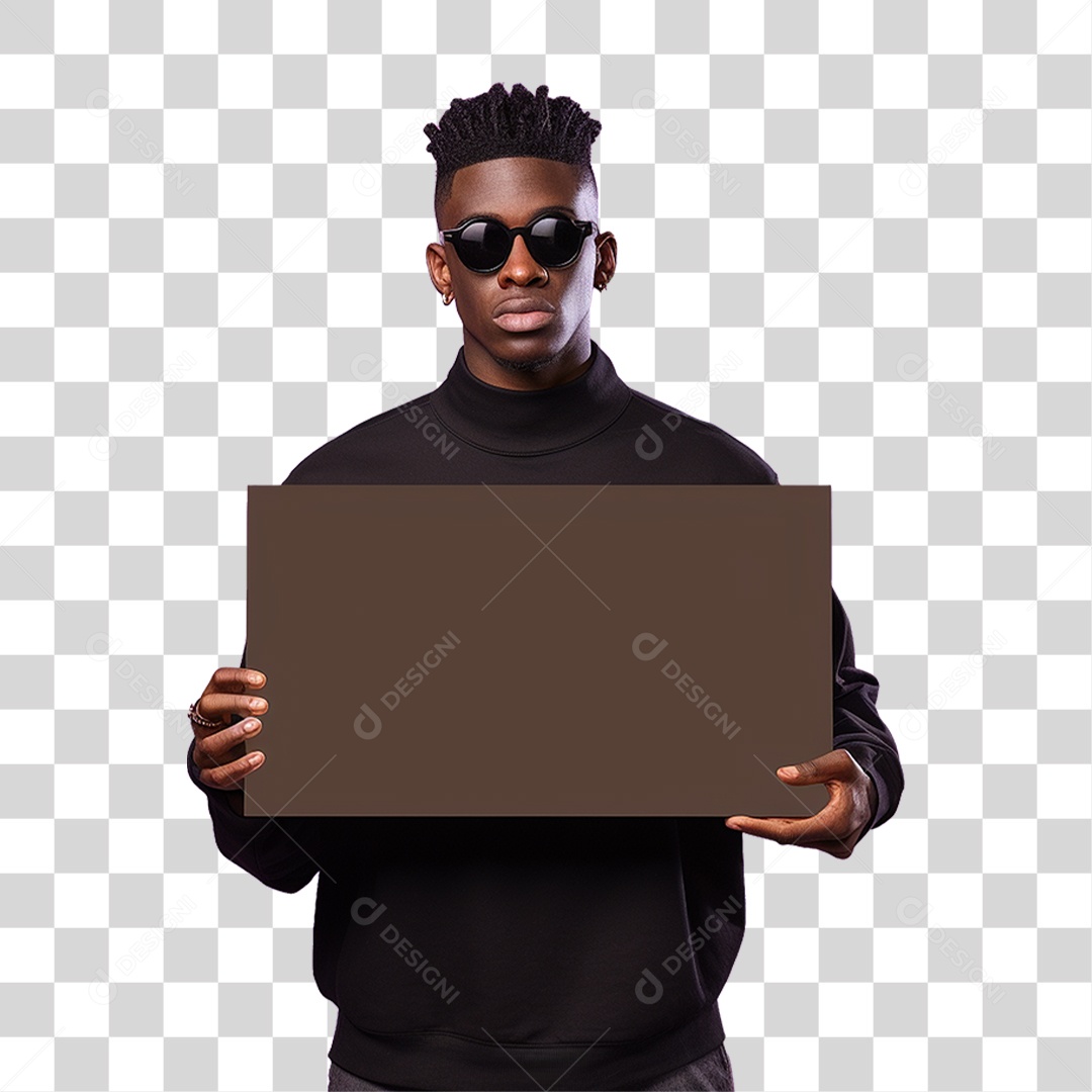 Homem Segurando Placa PNG Transparente