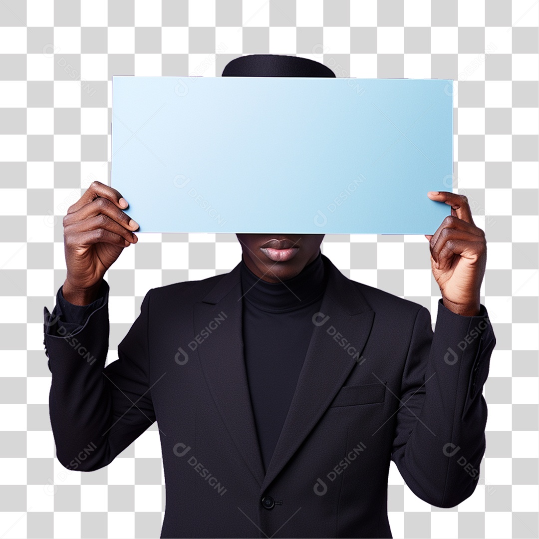 Homem Segurando Placa PNG Transparente
