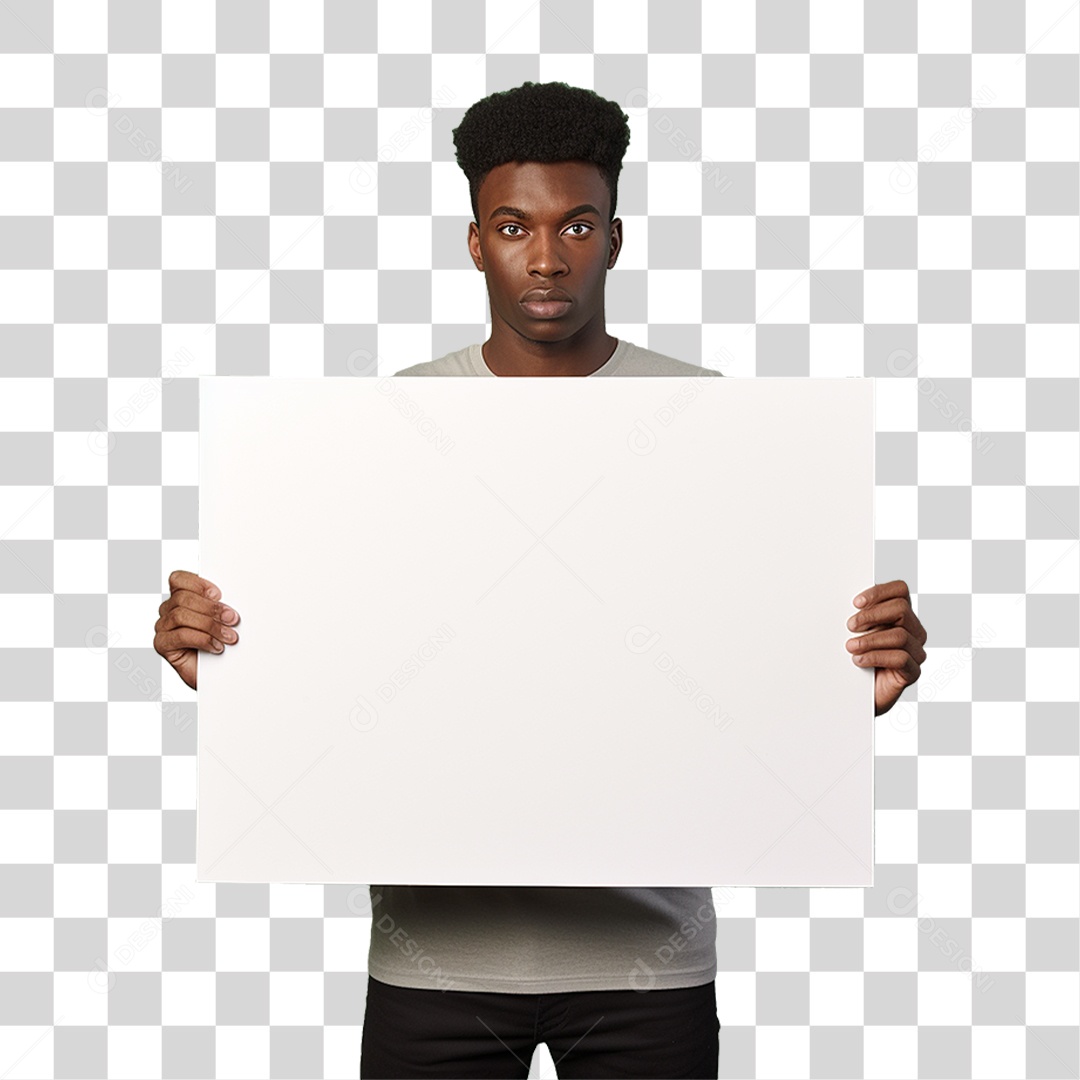 Homem Segurando Placa PNG Transparente