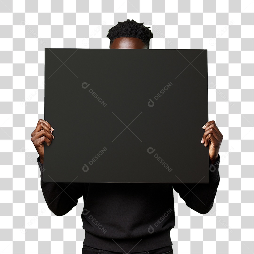 Homem Segurando Placa PNG Transparente