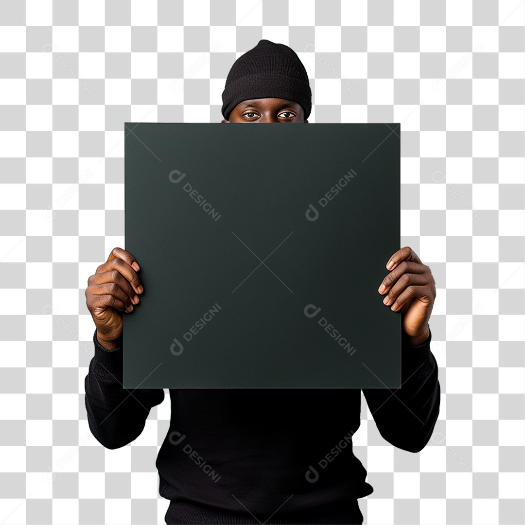 Homem Segurando Placa PNG Transparente