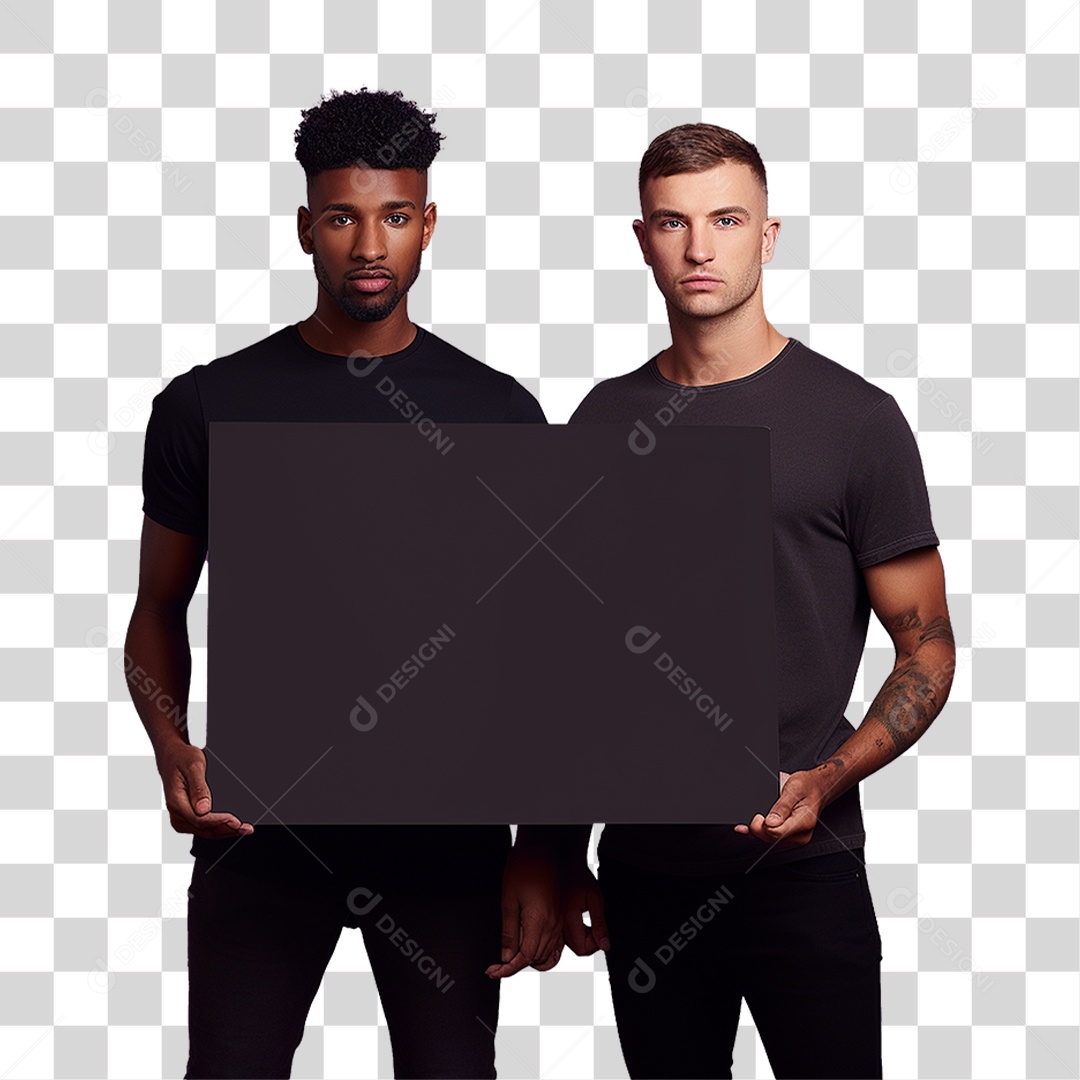 Homens Segurando Placa PNG Transparente