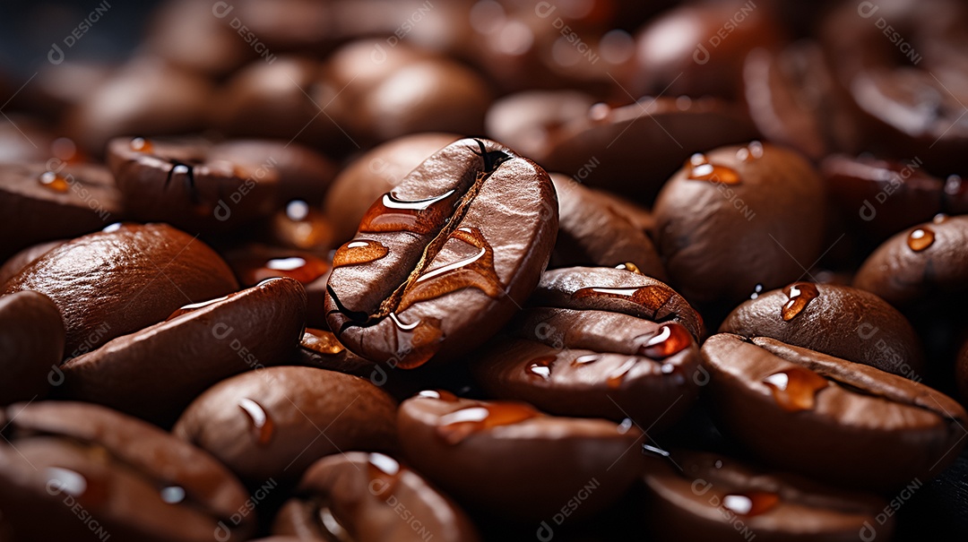 Grãos de café sobre a mesa