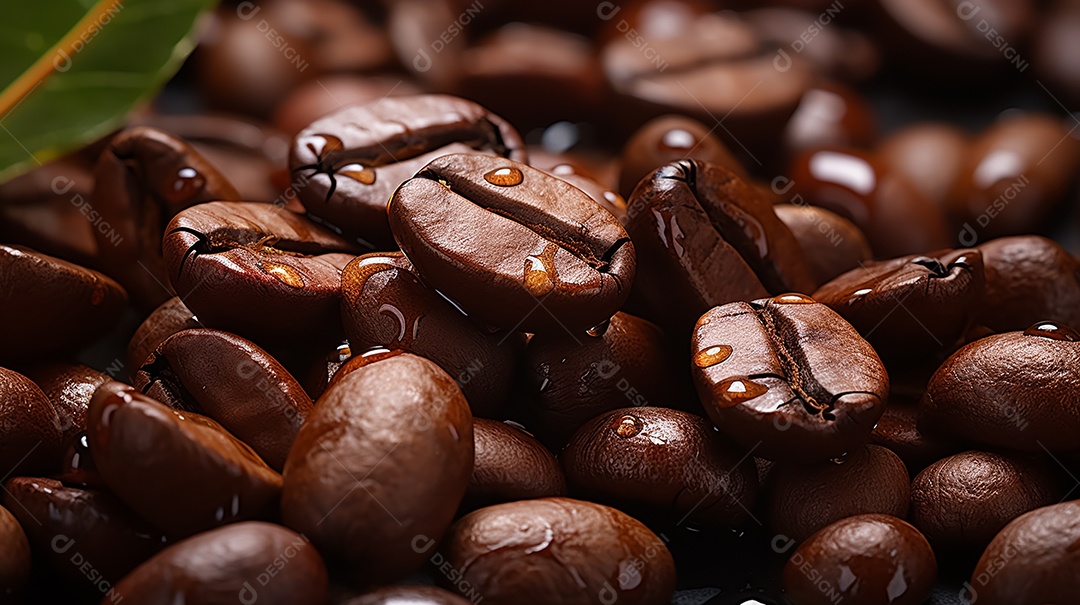 Grãos de café sobre a mesa