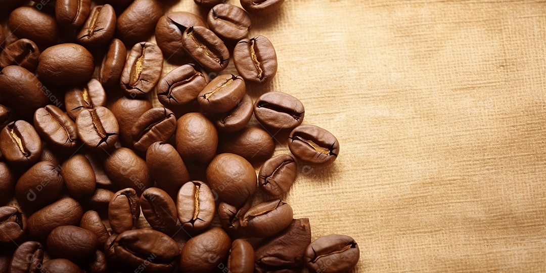 Grãos de café sobre a mesa