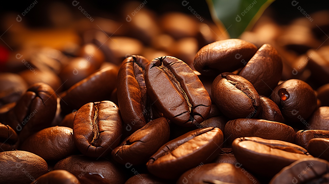 Grãos de café sobre a mesa