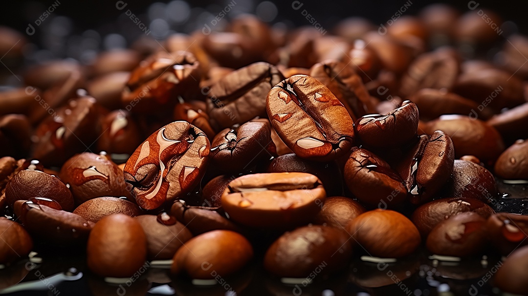 Grãos de café sobre a mesa