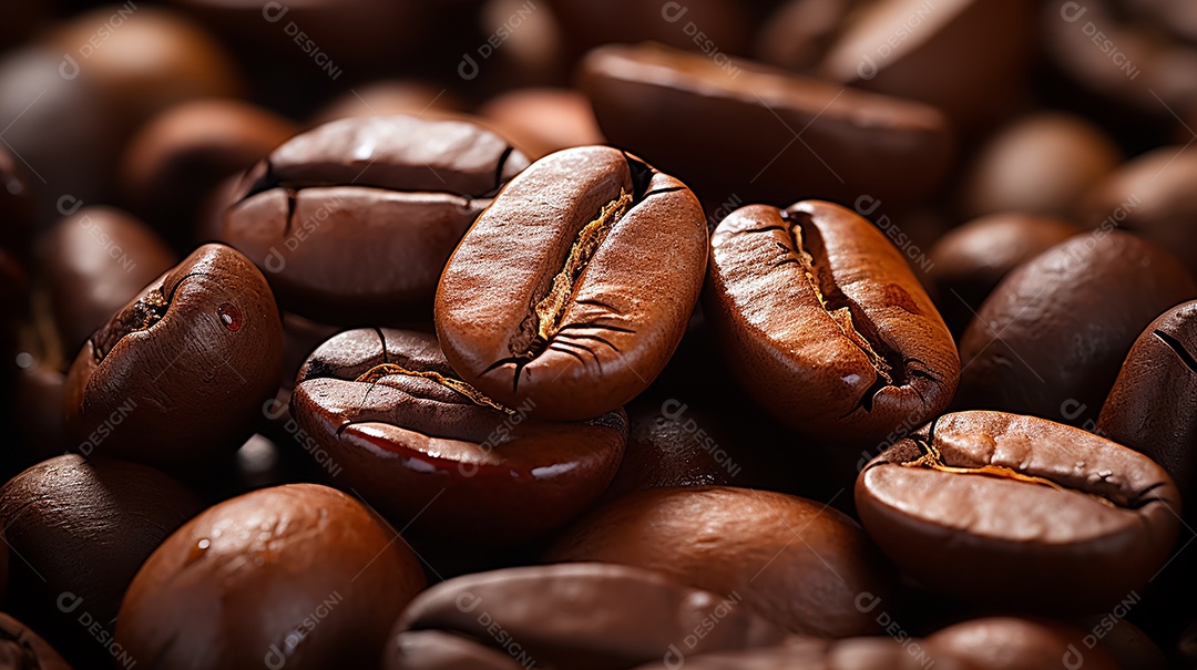 Grãos de café sobre fundo branco