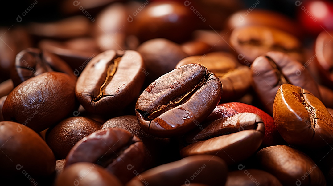 Grãos de café sobre fundo branco