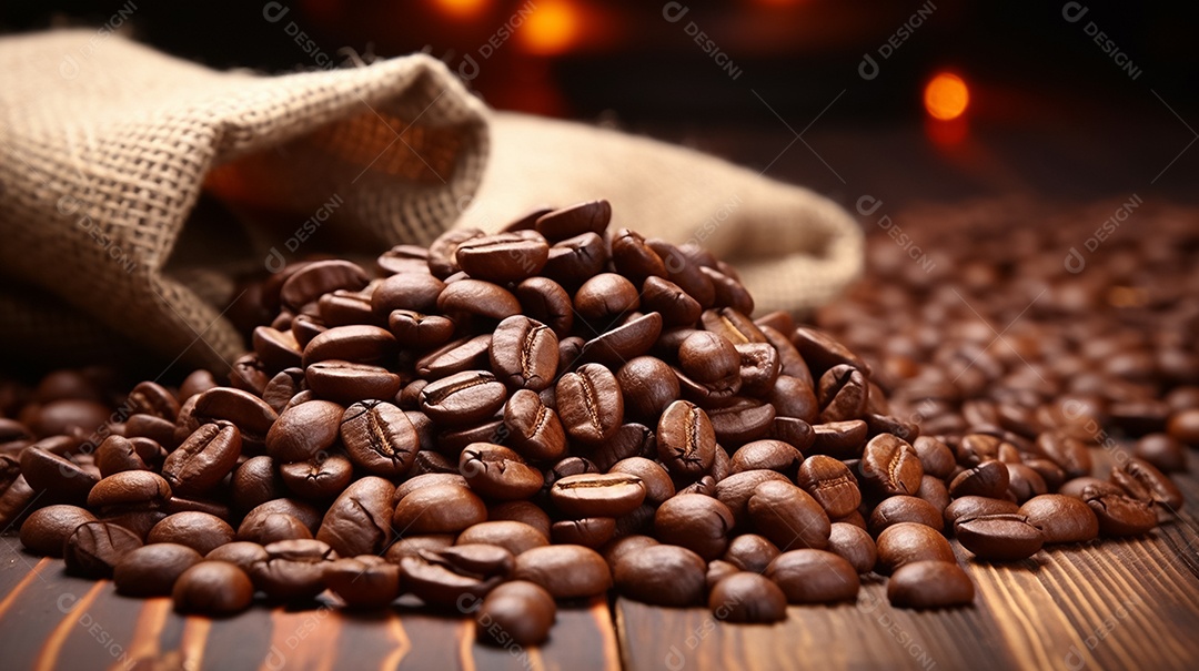 Grãos de café sobre fundo branco