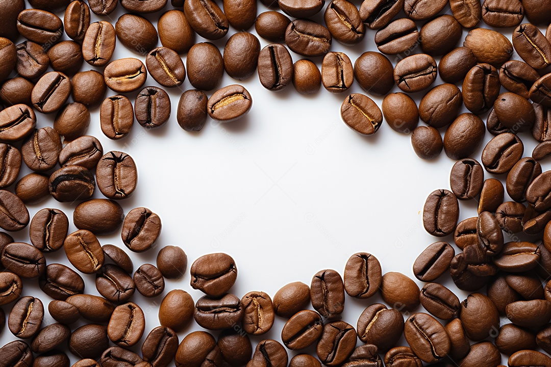 Grãos de café isolados em fundo preto