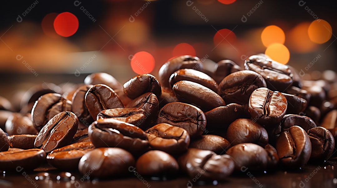 Grãos de café torrados fecham o fundo