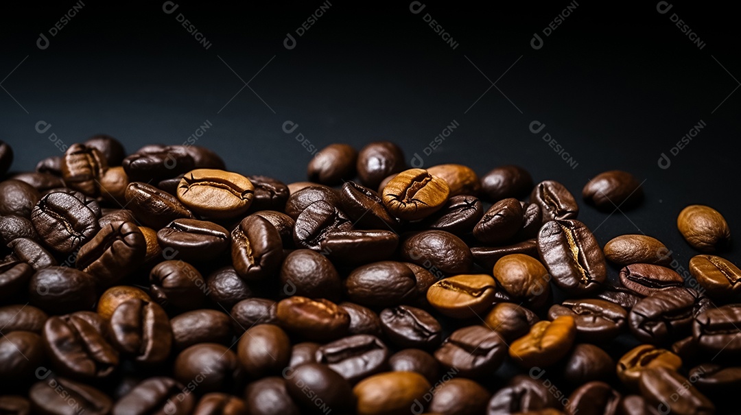 Grãos de café torrados fecham o fundo