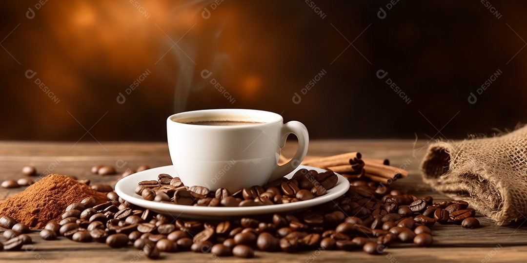 Grãos de café torrados fecham o fundo