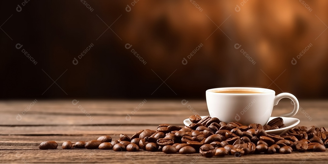 Grãos de café torrados fecham o fundo