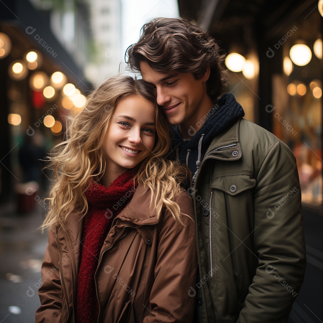 Casal feliz e apaixonado na estrada