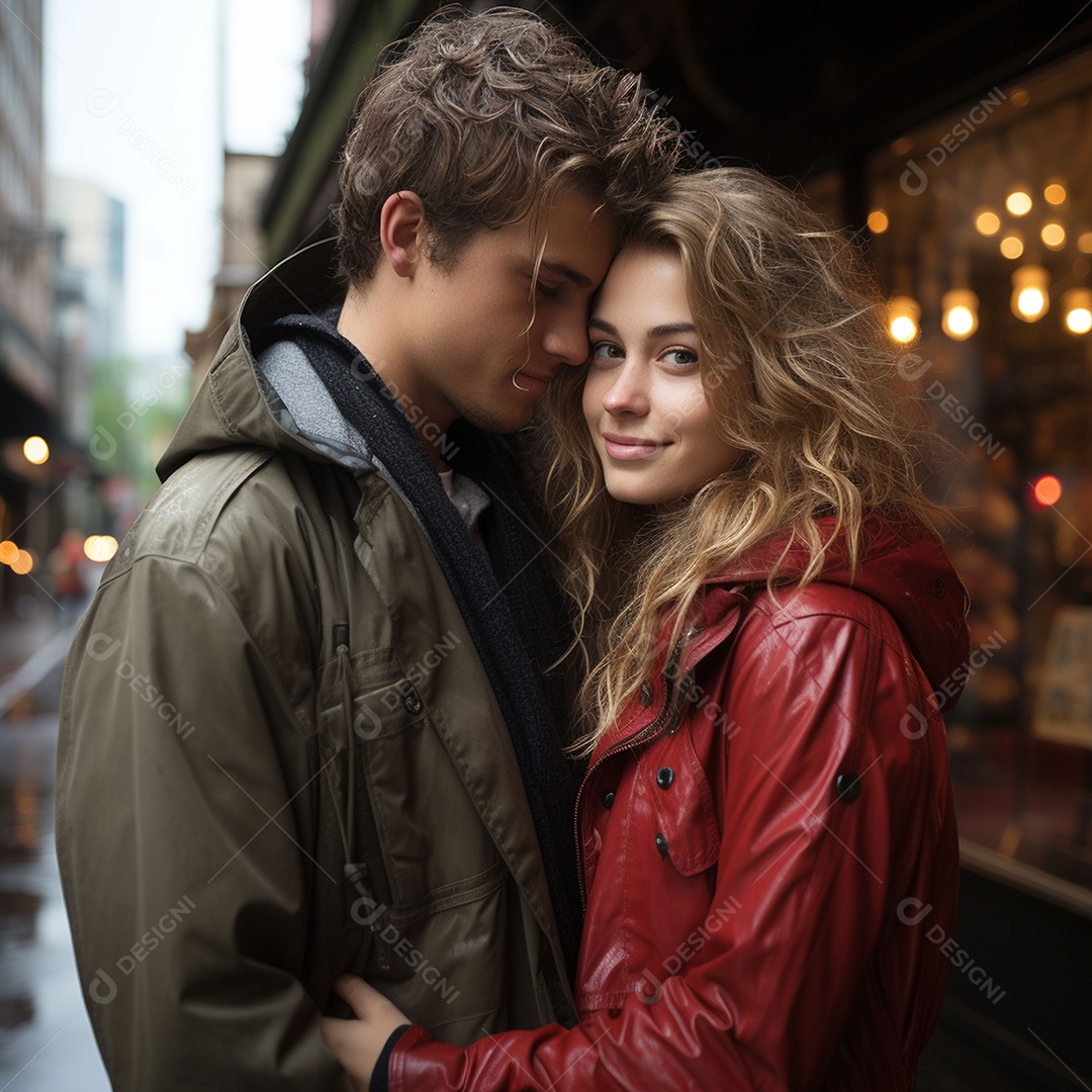 Casal feliz e apaixonado na estrada