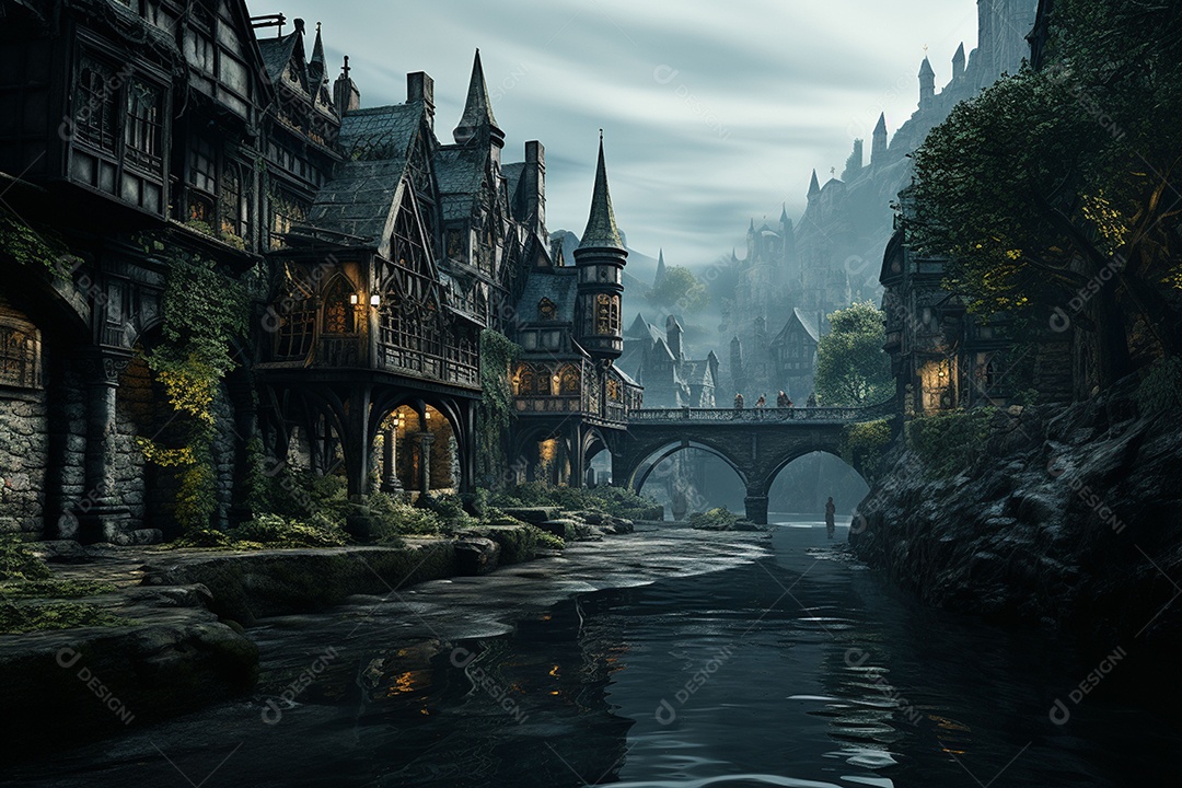 HD foto realista de castelo minimalistico