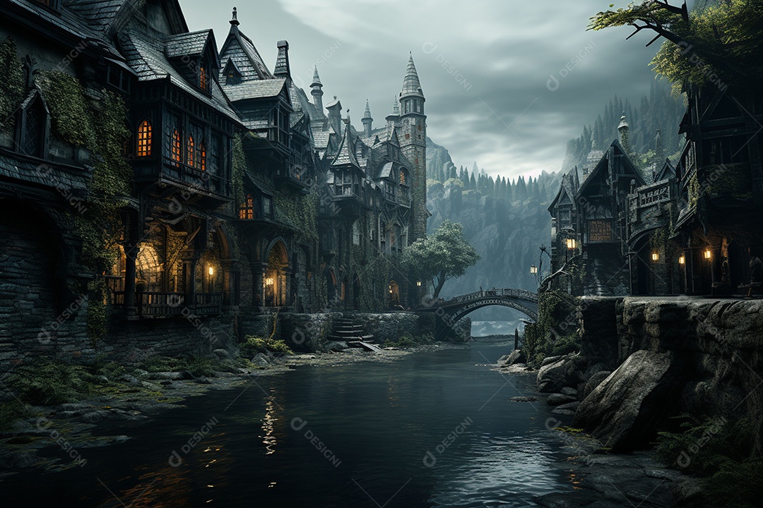 HD foto realista de castelo minimalistico