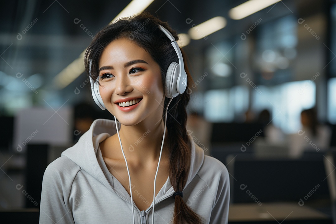 Mulheres asiáticas saudáveis ouvindo música