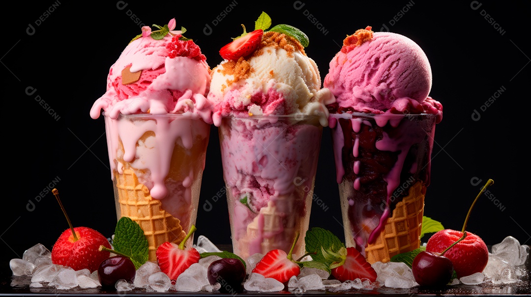 Dia do Sorvete no Japão, 9 de maio, estilo cartoon 3D Generative AI.