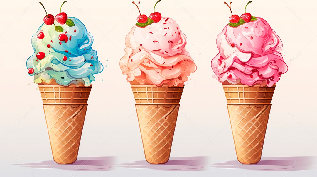 Dia do Sorvete no Japão, 9 de maio, estilo cartoon 3D Generative AI.