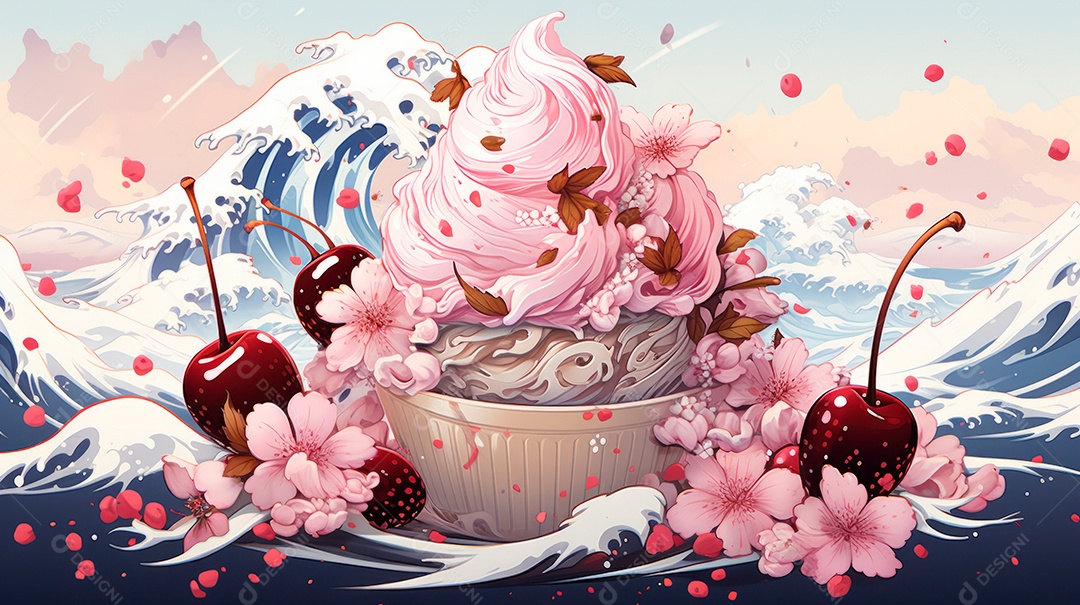 Dia do Sorvete no Japão, 9 de maio, estilo cartoon 3D Generative AI.