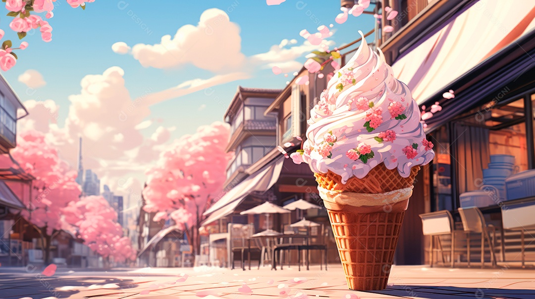 Dia do Sorvete no Japão, 9 de maio, estilo cartoon 3D Generative AI.