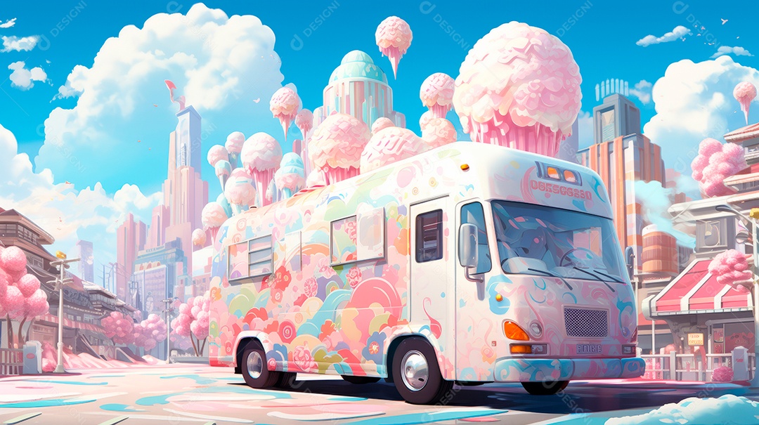 Dia do Sorvete no Japão, 9 de maio, estilo cartoon 3D Generative AI.