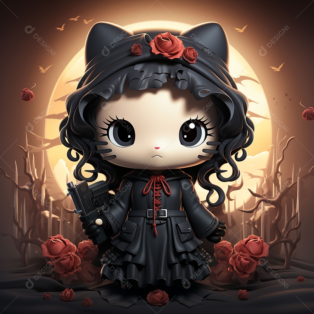 Desenho animado da hello kitty vampira