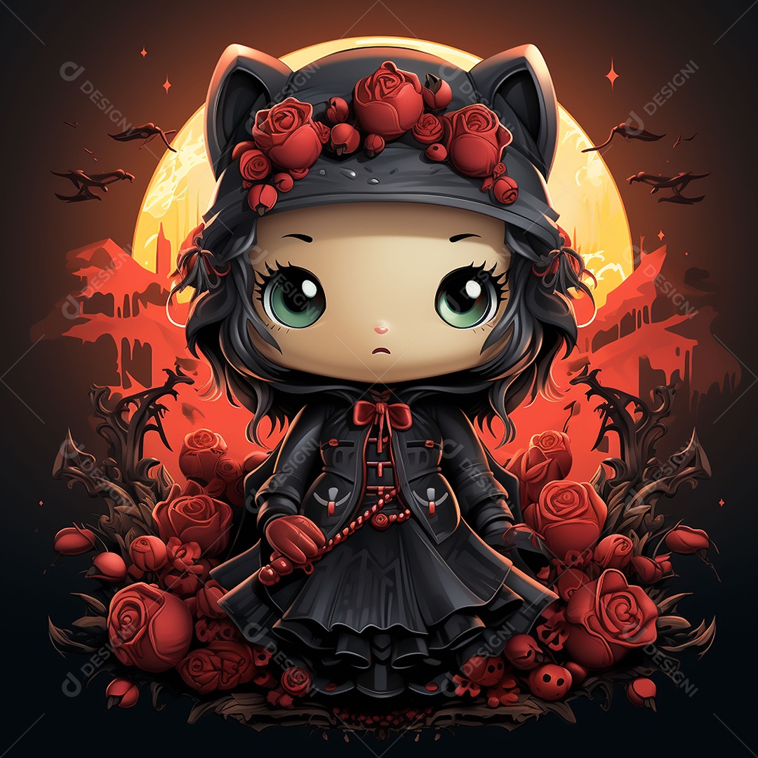 Desenho animado da hello kitty vampira