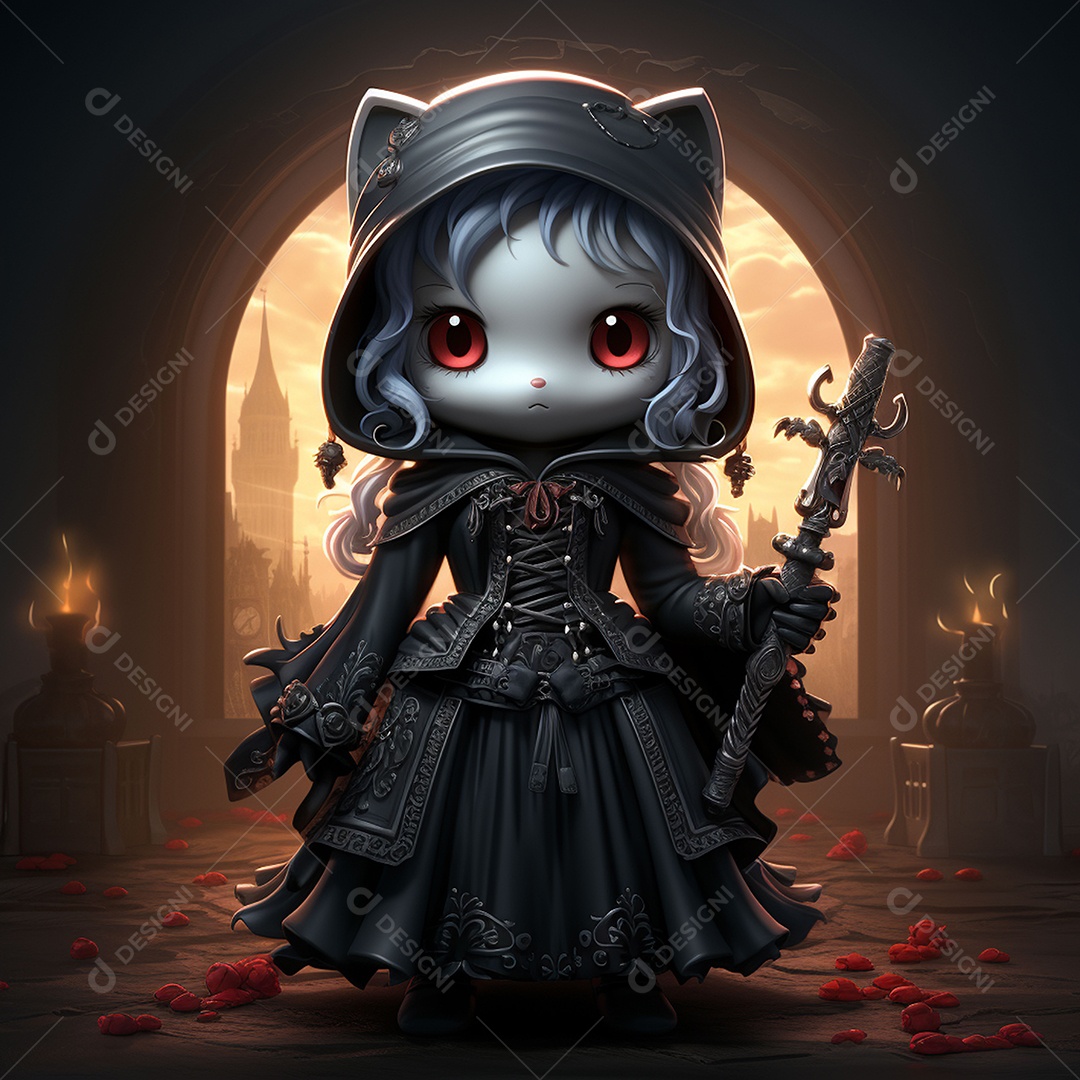 Desenho animado da hello kitty vampira