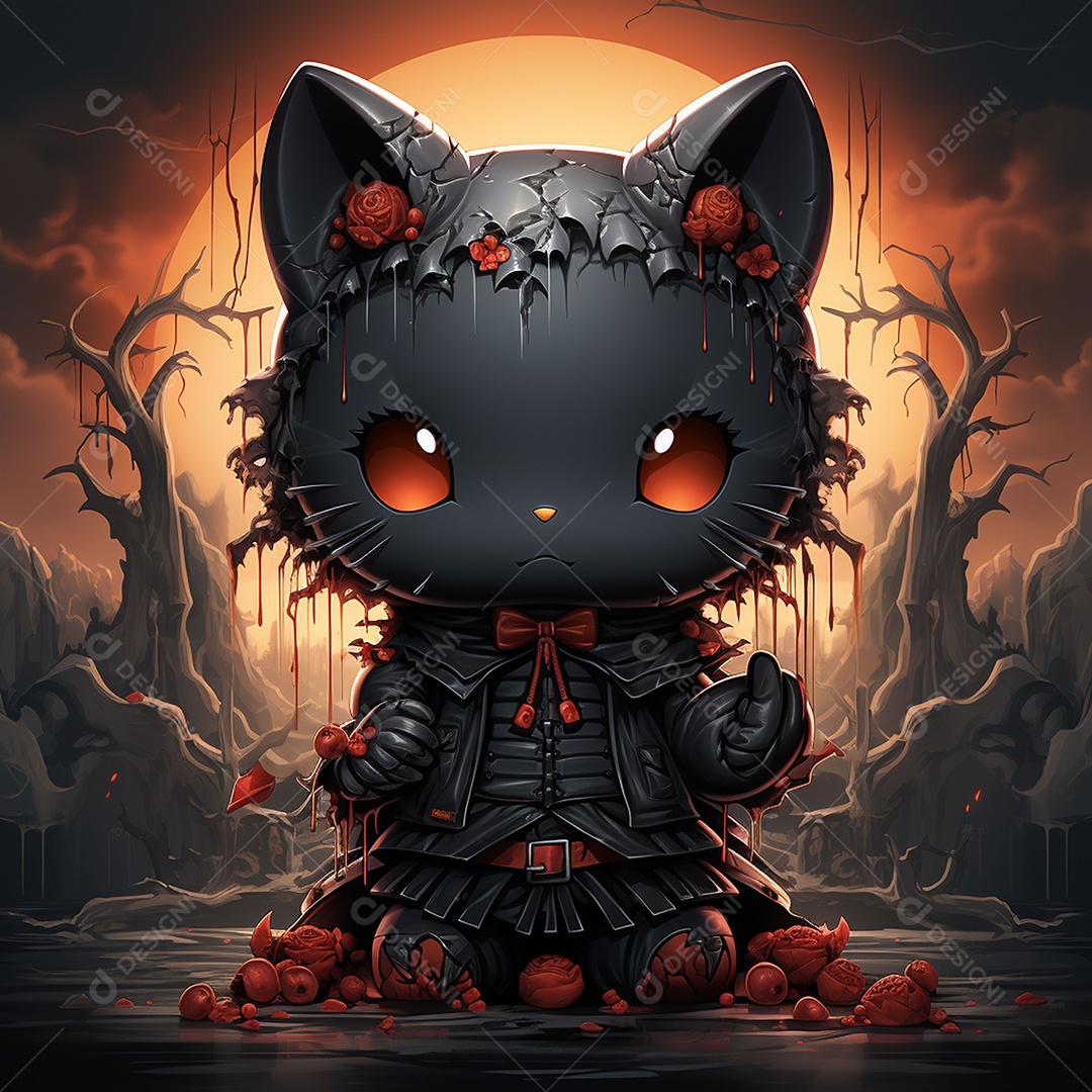 Desenho animado da hello kitty vampira