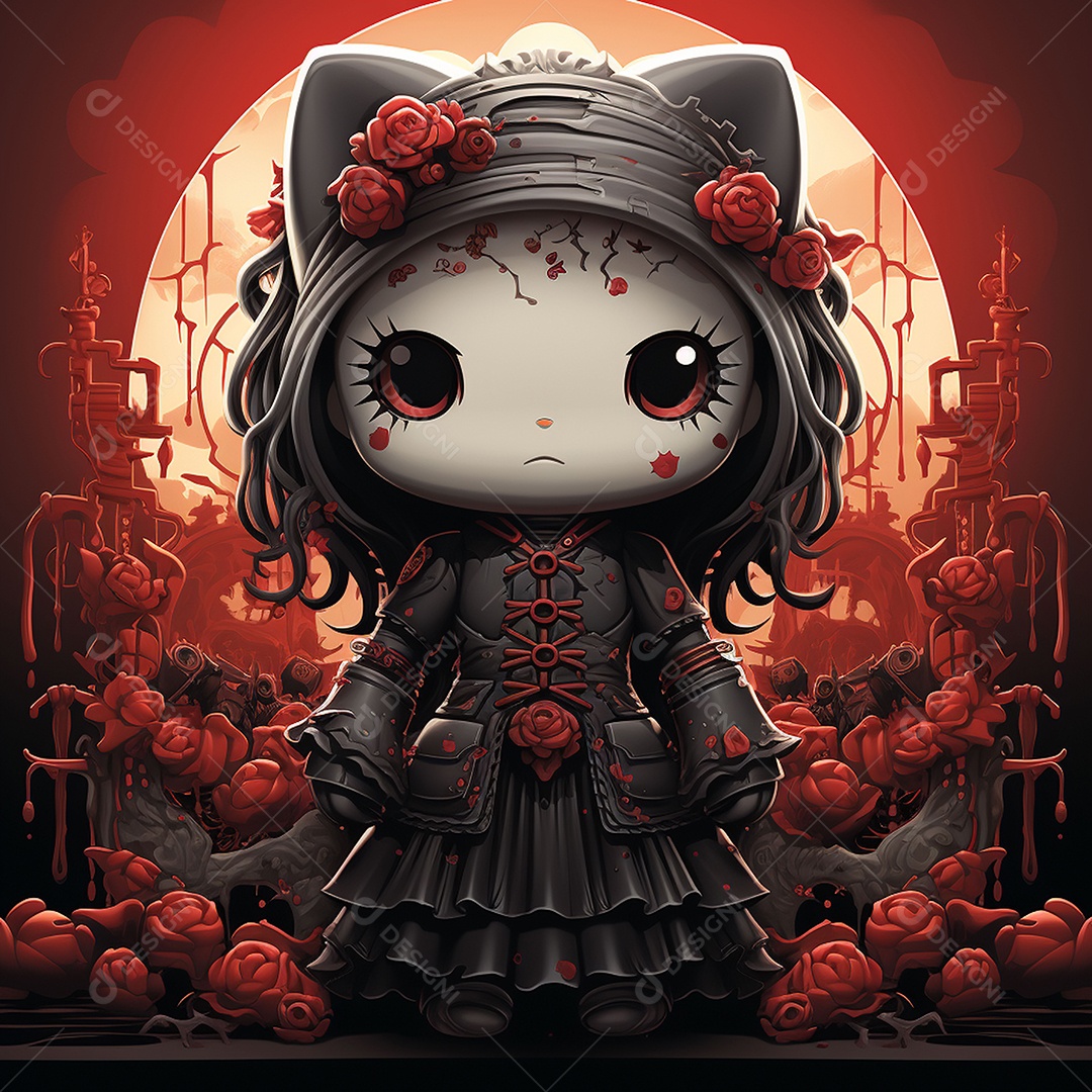Desenho animado da hello kitty vampira