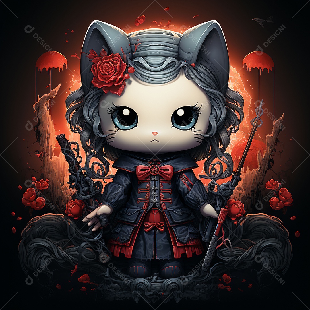 Desenho animado da hello kitty vampira