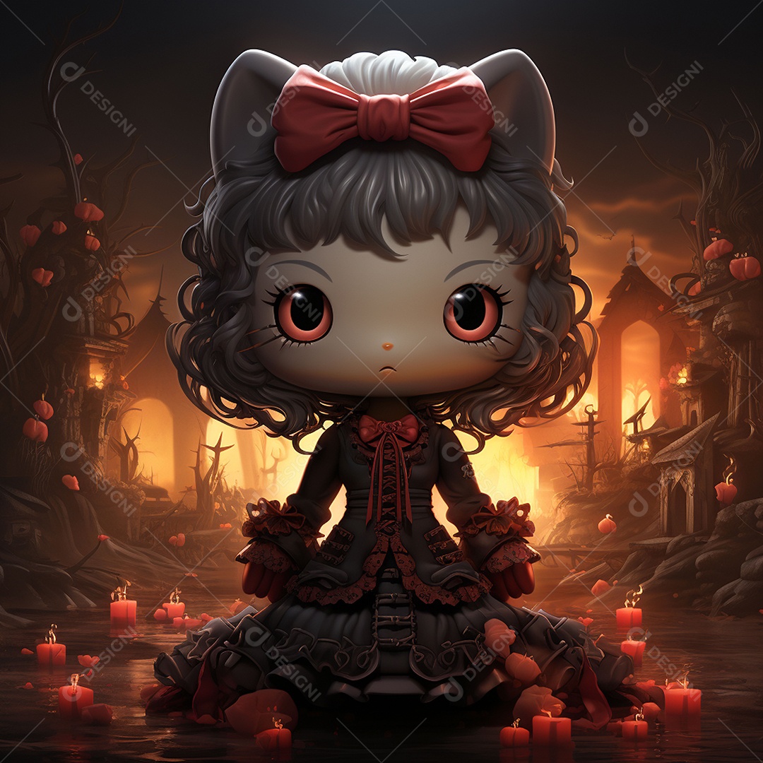 Desenho animado da hello kitty vampira