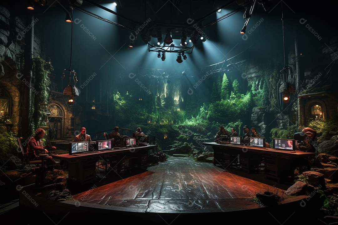 Entrevista em mesa redonda sob um studio