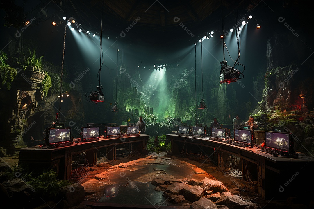 Entrevista em mesa redonda sob um studio