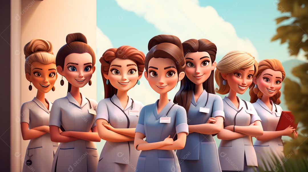 Dia Internacional da Enfermeira, 12 de maio, IA generativa estilo aquarela.