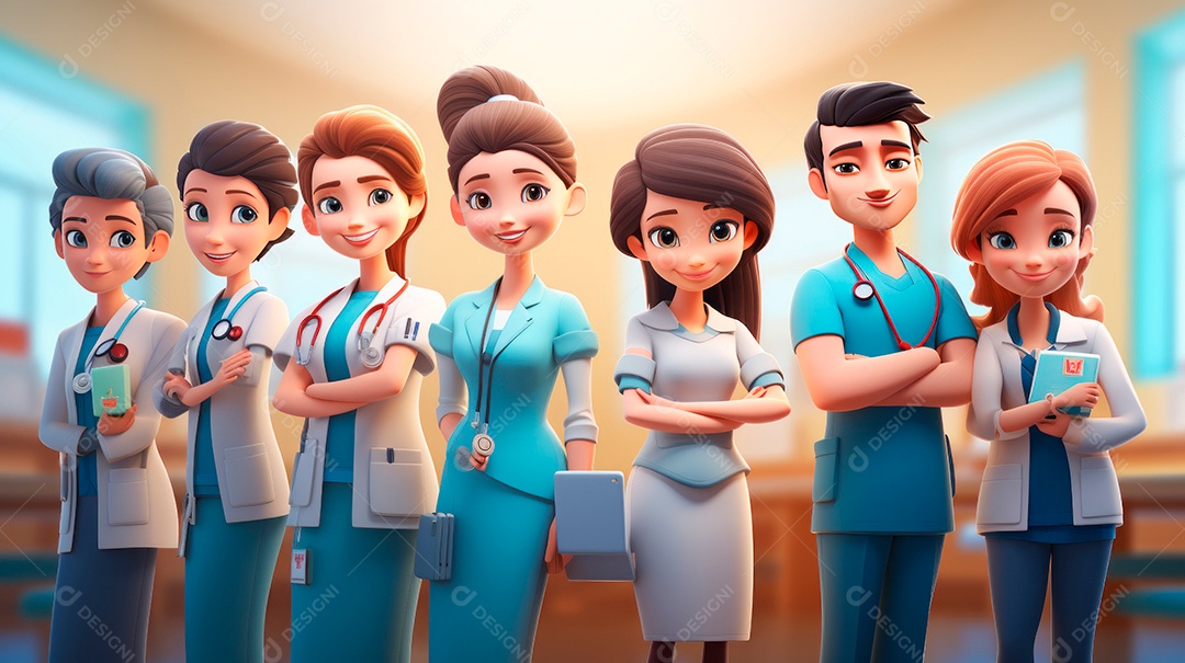 Dia Internacional da Enfermeira, 12 de maio, IA generativa estilo aquarela.