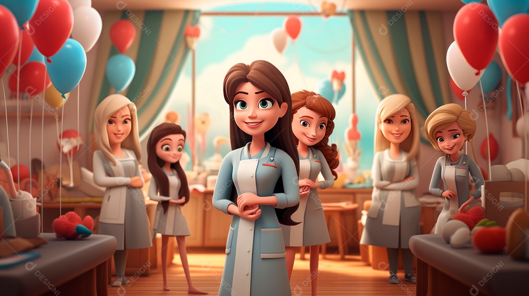 Dia Internacional da Enfermeira, 12 de maio, IA generativa estilo aquarela.