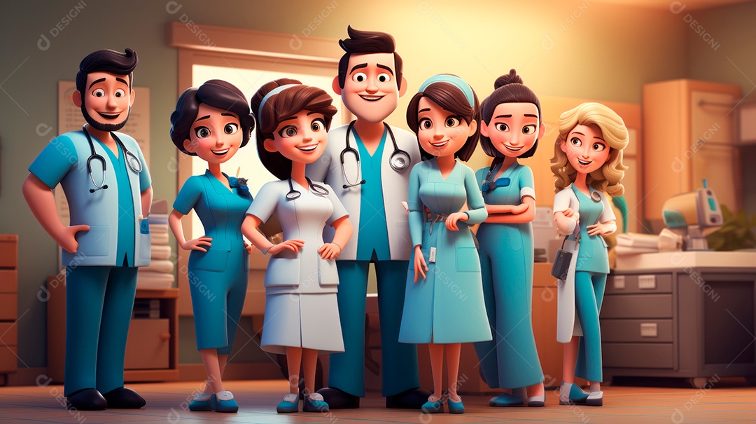 Dia Internacional da Enfermeira, 12 de maio, IA generativa estilo aquarela.