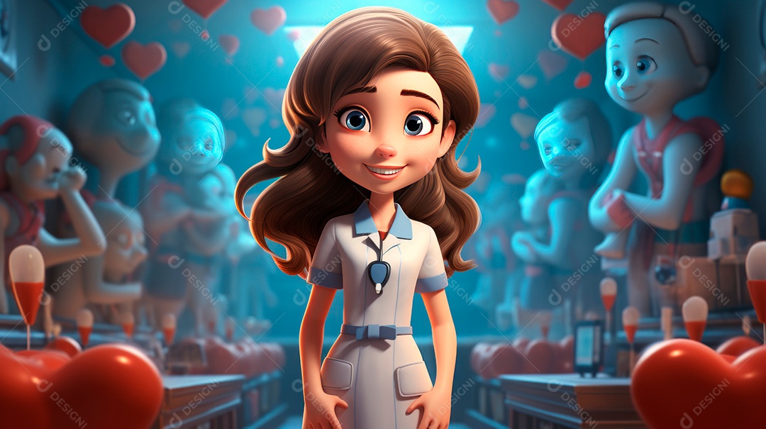 Dia Internacional da Enfermeira, 12 de maio, IA generativa estilo aquarela.