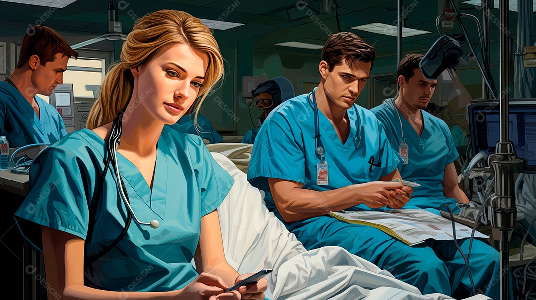 Dia Internacional da Enfermeira, 12 de maio, IA generativa estilo aquarela.