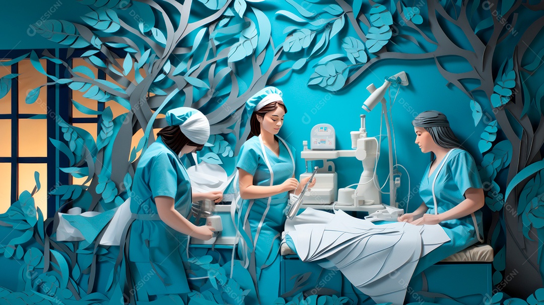 Dia Internacional da Enfermeira, 12 de maio, IA generativa estilo aquarela.